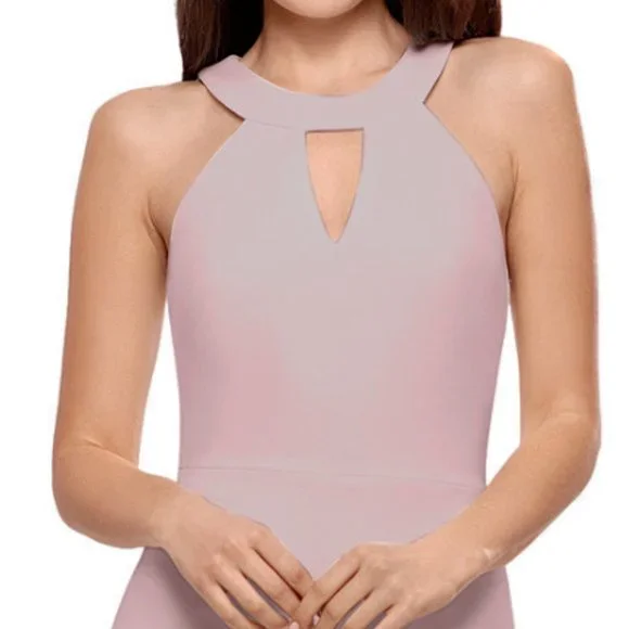 Betsy & Adam Womens Ruffled Sleeveless Cutout Halter Gown Dress Size 12 Keyhole - Picture 4 of 10